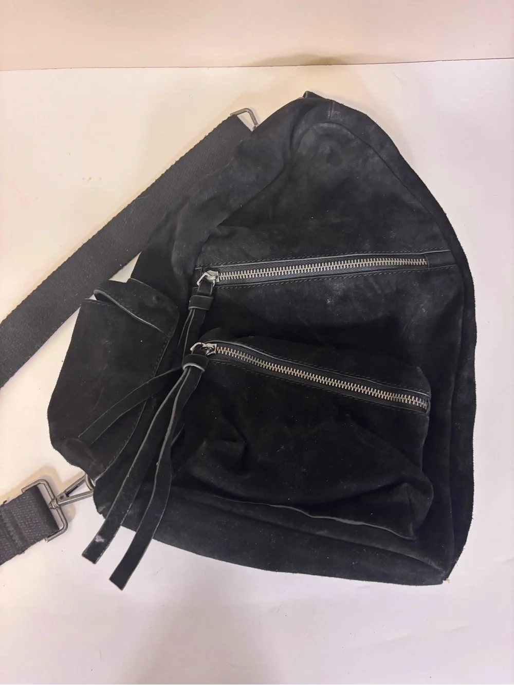 Free People Black Suede Sling Backpack